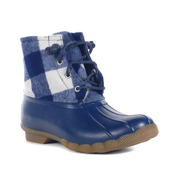 Sperry Shoes - Sperry Navy and White Plaid Duck Boots